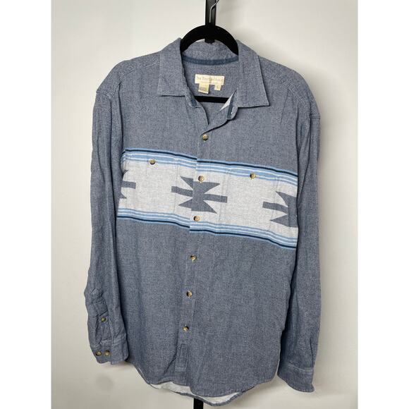 THE TERRITORY AHEAD Aztec Print Button Down Shirt Mens L Long Sleeve Cotton Blue - Picture 1 of 6